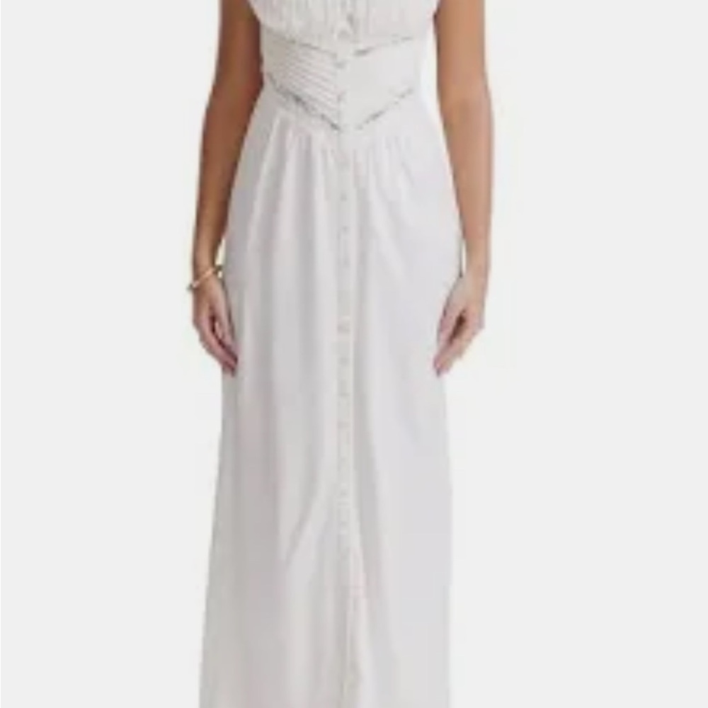 House of CB White Sleeveless Maxi Dress Sweetheart Neckline